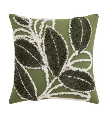 Embroidered Plant Pattern Pillow Case
