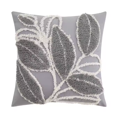 Embroidered Plant Pattern Pillow Case