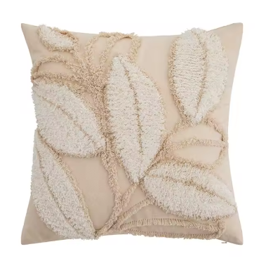 Embroidered Plant Pattern Pillow Case