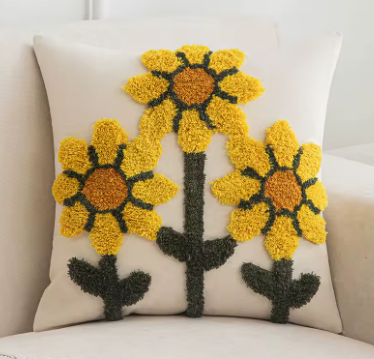 Embroidered Plant Pattern Pillow Case