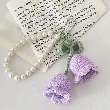 Handmade Knitted Flower Keychain