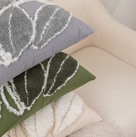 Embroidered Plant Pattern Pillow Case