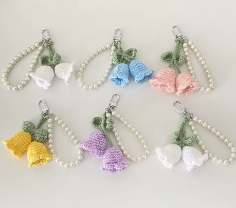 Handmade Knitted Flower Keychain